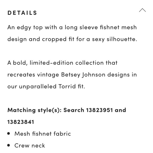 LAST ONE Torrid 2 Betsey Johnson Fishnet Crop NWT - Picture 5 of 10